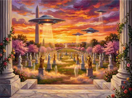 DC Sculpture Garden Sunset UFOs by Amy Ingalls